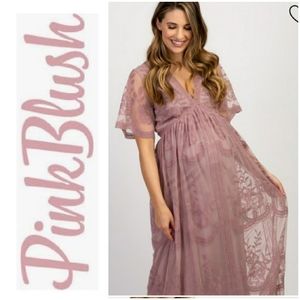 Pinkblush Mauve Lace Maternity Maxi Dress